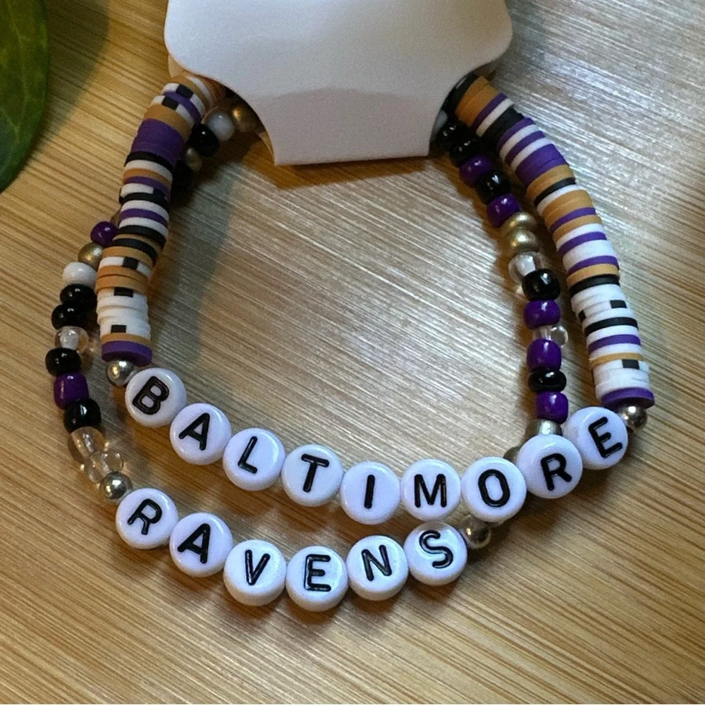 Baltimore‎ Ravens Football Fan Bracelet Set - Flexible Fit - Sports Jewelry